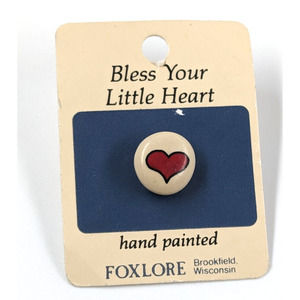VTG Foxlore Bless Your Little Heart Pin Hand Painted Brookfield Wisconsin